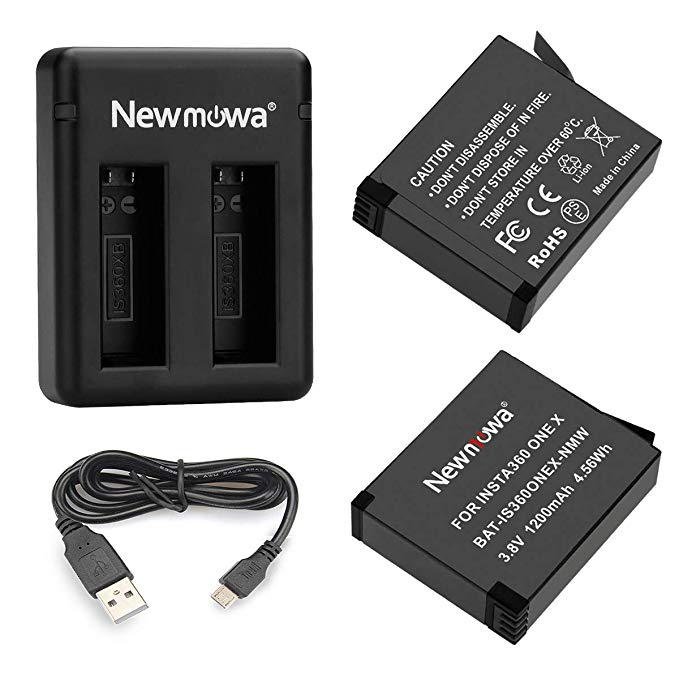 Newmowa Replacement Battery(2 Pack) and Dual USB Charger for Insta360 ONE X