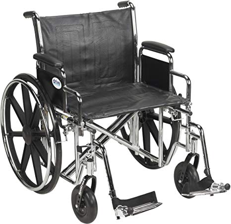 Drive Medical Sentra EC Heavy Duty Wheelchair with Various Arm Styles and Front Rigging Options, Black, Bariatric, 22 Inch