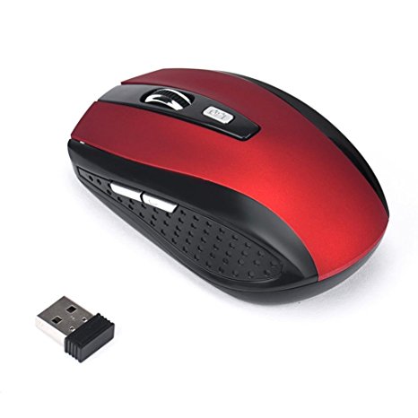 Perman 2000DPI 2.4GHz Wireless Optical Gaming Mouse Cordless Mice USB Receiver for PC Computer Laptop Desktop Pro Gamer Red