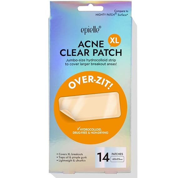 Epielle Acne Clear XL Patch Over-Zit - The Ultimate Hydrocolloid Solution of Acne Clear Patch (14 Ptches) Acne Pimple Patches Blemish Patches (XL)