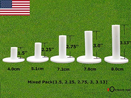 Golf Rubber Tees Driving Range Value 5 Pack, Mixed Size or 5 Same Size for Practice Mat