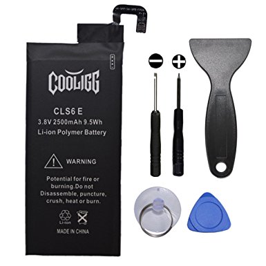 Cooligg 2500mAh 3.8V 9.5 WH Li-Polymer Internal Replacement Battery for Samsung Galaxy S6 Edge with Free Screwdriver Tool Kit EB-BG925ABE 12 Month Warrantly