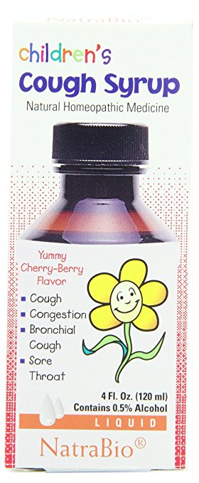 NatraBio Children's Cough Syrup, Liquid, Yummy Cherry-Berry Flavor, 4 Fluid Ounce (120 ml)