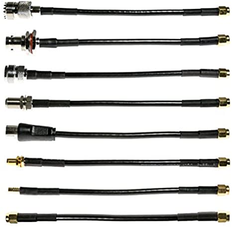 NooElec SMA Cable Connectivity Kit - Set of 8 RF Adapter Cables for NESDR Smart (RTL-SDR), HackRF One and Other SMA Software Defined Radios. SMA, BNC, Type-F, Type-N, PL-259, PAL, MCX & RP-SMA.