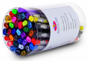 40 Art Gel Pens set for Adult Coloring Books In Storage Case Quality Markers In Glitter Neon Metallic Pastel Color