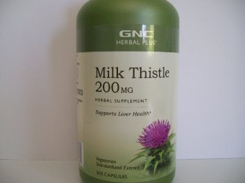 GNC Herbal Plus Milk Thistle, 200mg, Vegetarian Capsules, 300 ea