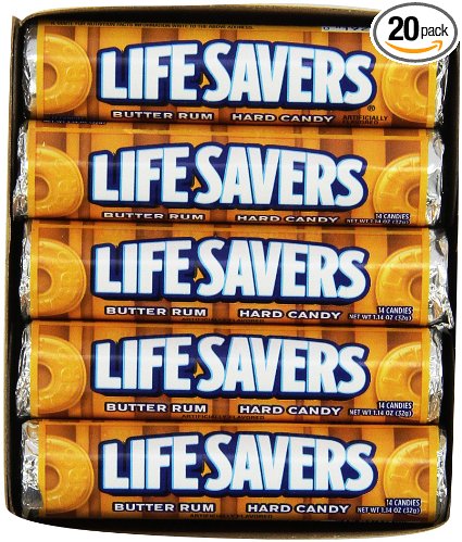 Life Savers Butter Rum Hard Candy, 1.14 ounce (20 Single Packs)