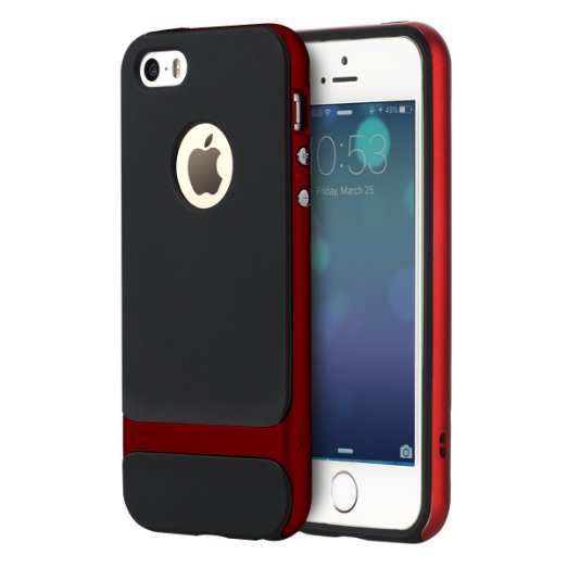 iPhone SE Case ROCK MOOST Royce Series Dual Layer Thin and Slim Shockproof Case for iPhone SE  iPhone 5s Black  Red