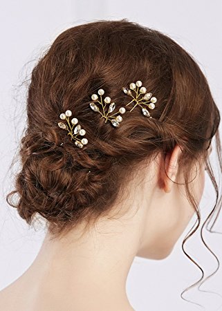 Missgrace 3pcs Bridal Handmade Crystal Hair Pins Clips for Women Hair Styling