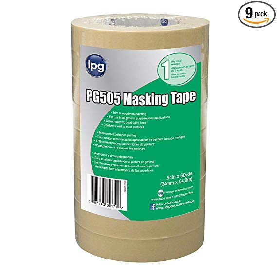 IPG  PG505 Masking Tape, 0.94" x 60 yd, (9-Pack)