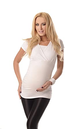 Purpless Maternity 2in1 Pregnancy and Nursing Short Sleeves Breastfeeding Women Top Blouse 7006