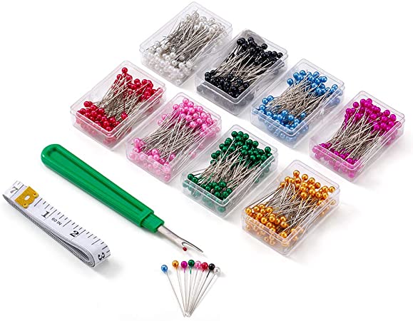 Premium Pearl Needles, Sewing Pins – 800 PCS Ball Head Pins, Straight Quilting Pins with Pearl Heads, for Dressmaking, Jewelry, Sewing Projects, with Sewing Seam Ripper and Soft Tape