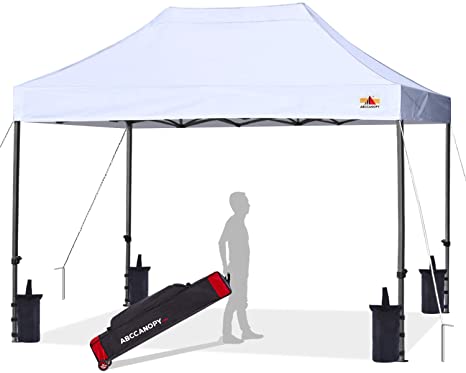 ABCCANOPY Pop up Canopy Tent Commercial Instant Shelter with Wheeled Carry Bag, Bonus 4 Canopy Sand Bags, 8x12 FT (White)