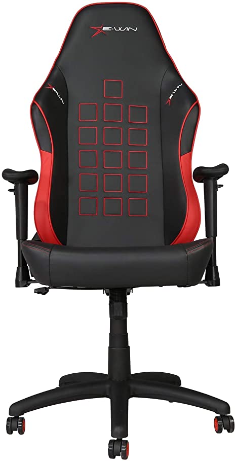 E-WIN Gaming 400 lb Big and Tall Office Chair Ergonomic Racing Style Design with Wide Seat High Back Adjustable Armrest Black Red