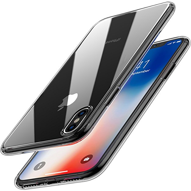 TOZO® for iPhone X Case, Clear Soft TPU Gel Skin [1.0mm Ultra Thin] slim Soft Protective Cover Clear for iPhone 10 / X