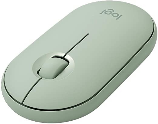 Logitech Pebble Wireless Mouse, Bluetooth Or 2.4 GHz with USB Mini-Receiver, Silent, Slim Computer Mouse with Quiet Click for Laptop/Notebook/PC/Mac - Eucalyptus