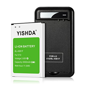 YISHDA LG V10 Battery | 3000mAh Li-Ion Battery Replacement for LG V10 with LG V10 Spare Battery Charger | LG V10 Battery Kit - [18 Month Warranty]