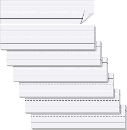 150 Sheets Sentence Strips Word Strips Ruled Sentence Strips School Learning Sentence Strips, 3 x 12 Inch for School Office Supplies, 6 Pieces (White)