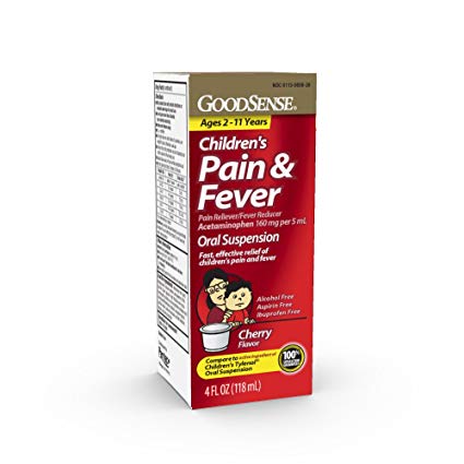 GoodSense Acetaminophen Children's Pain Reliever Oral Suspension Liquid, Cherry Flavor, 4 Fluid Ounce