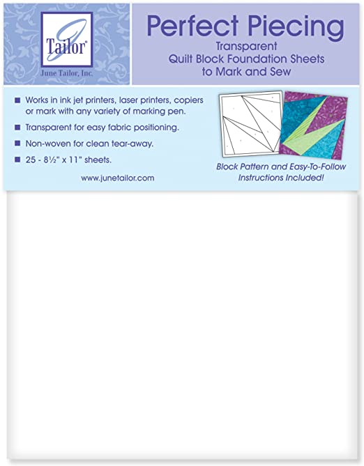 June Tailor JT426 8-1/2-Inch by 11-Inch Perfect Piecing Quilt Block Foundation Sheets, 25-Pack