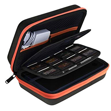 AUSTOR Travel Carrying Case Shell for Nintendo New 3DS XL (Black Orange)