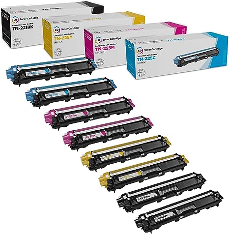 LD Compatible Toner Cartridge Replacements for Brother TN221 & TN225 High Yield (2 Black, 2 Cyan, 2 Magenta, 2 Yellow, 8-Pack)