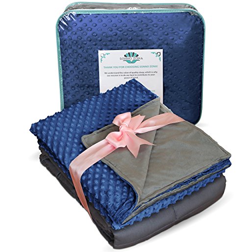 Weighted Blanket Adult Size-For Heavy Stress Relief, Autism, Restless Leg Syndrome and natural calm for anxiety - Gravity Blue 60 x 80 Inches, 20 LBS-Blankets made by our best Relaxation Sleep Fabric