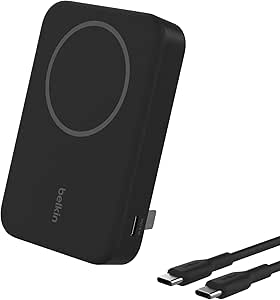 Belkin BoostCharge Pro Wireless Power Bank 10K w/ Qi2, MagSafe Compatible   Built-in Pop-up Kickstand - Compatible w/iPhone 16, 16 Plus, 16 Pro, 16 Pro Max, iPhone 15, iPhone 14, and More - Black