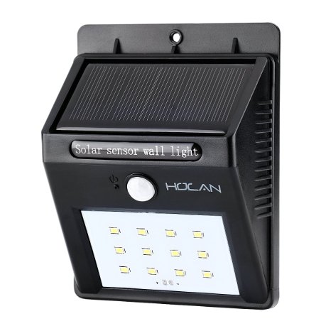 Solar Motion Sensor Light,Holan 12 LED Waterproof Powered Security Light Outdoor with 2 Intelligient Modes for Garden,Outdoor,Fence,Patio,Deck,Yard,Home,Driveway
