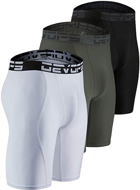 DEVOPS Men's 3 Pack Sports Performance Active Compression Cool Dry Baselayer Shorts