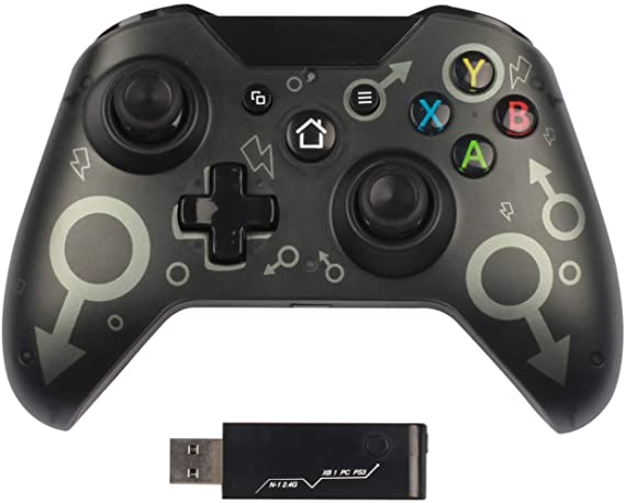 Chasdi Xbox One Wireless Controller Compatible with Xbox one, S, X, Series X S, PS3 and PC with 2.4Ghz Connection (Black)