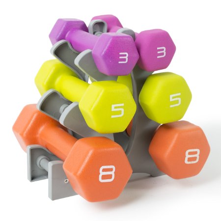 Tone Fitness Neoprene Dumbbell Set with Rack, 32 lb.