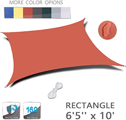 LOVE STORY 6'5'' x 10' Rectangle Orange Red Waterproof Sun Shade Sail Perfect for Outdoor Patio Garden