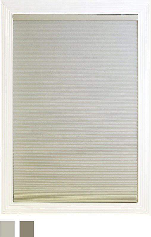Calyx Interiors Cordless Honeycomb 9/16-Inch Cellular Shade, 30.5-Inch Width by 72-Inch Height, Light Filtering Cream