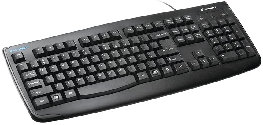 Kensington Pro Fit Washable Wired Keyboard, Full-Size with Numeric Keypad, Waterproof Design with USB Connection, Compatible with Windows & Apple, Durable Laser-Etched Keys for Extended Use - K64407UK