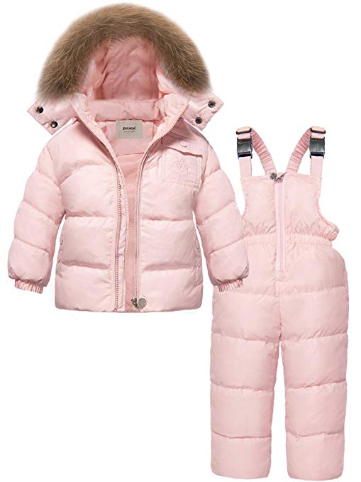 ZOEREA Girls Winter Snowsuit, Children Clothing Sets Winter Hooded Duck Down Jacket   Trousers Snowsuit for Boys Unisex Baby