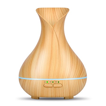 OliveTech Aroma Essential oil diffuser, 150ml Wood Grain Aromatherapy Diffuser Ultrasonic Cool Mist Humidifier with 7 Color Changing LED Lights and Waterless Auto Shut-off for Home Office Bedroom Baby