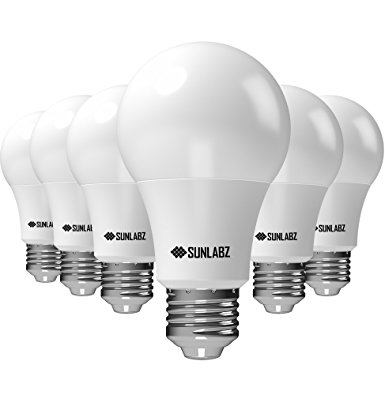 SunLabz Energy-Saving LED Light Bulbs - A19, Soft-White, 60-Watt Equivalent, E26 Socket, Non-Dimmable, Pack of 6