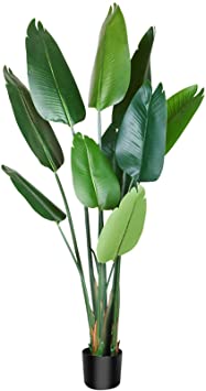 CROSOFMI Artificial Bird of Paradise Plant 5.2 Feet Fake Tropical Palm Tree,Perfect Faux Plants in Pot for Indoor Outdoor House Home Office Garden Modern Decoration Housewarming Gift