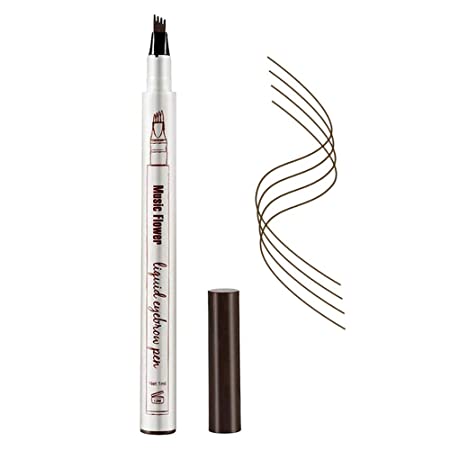 Eyebrow Pencil, Micro Ink Brow Pen 4 Points Eyebrown Pen Eyebrow Tattoo Pen Microblading Eyebrow Pen Tat BrowWaterproof & Smudge-Proof With Four Micro-Fork Tips Applicator for Natural Eye Makeup