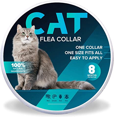 RACXERS Cat Collar Prevention for Cats, One Size Fits All, 8 Months Protection, Natural, Adjustable and Waterproof