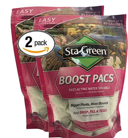 Pack of 2 Infinity Sta-Green Fast-Acting Water Soluble Boost Pacs For Bigger Plants and More Blooms -- Two (2) 1.05 Pound Bag of 40 Boost Pacs, for 80 Boost Pacs Total!
