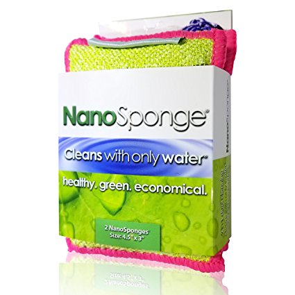 Nano Sponge Kitchen Cleaning Sponges. Everyday, Medium Sized, Heavy Duty Household Kitchen and Dish Sponge. 2 pack. 4.5 x 3"