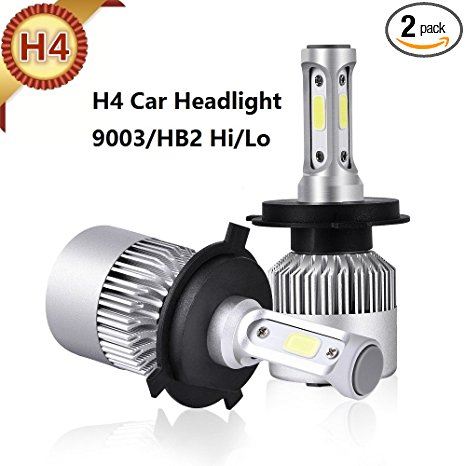 H4 LED Headlight Bulbs Hi/Lo Beam Auto Headlamp All-in-One Conversion Kit 72W 8000LM High Low Beam 6500K White COB 12V Replace Head light for Halogen HID Lighting S2 H1 H3 H7 H11 H13 9007(H4/9003/HB2)