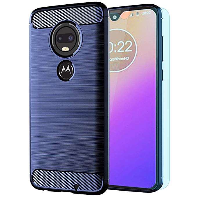 Moto G7 Case/Moto G7 Plus Case with HD Screen Protector Thinkart Frosted Shield Luxury Slim Design for Motorola Moto G7/G7 Plus Phone (Blue)