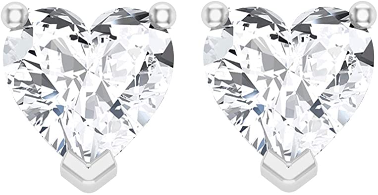 Stud Earring 925 Sterling Silver Heart Cut Cubic Zirconia Rhodium Plated Jewelry Gift For Women
