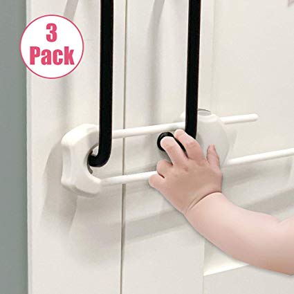 EUDEMON (3 Pack) U Shaped Kids Proofing Cupboard & Cabinet Locks for Knobs & Handles in Kitchen,Bathroom and etc.Easy to Install, no Tools Need or Drill