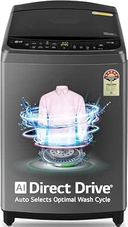 LG 9.0 Kg 5 Star AI Direct Drive Technology, Steam Wash for Allergy Removal Fully Automatic Top Loading Washing Machine (THD09SPM, Middle Black, More Fabric Care & Convenience, In-Built Heater)