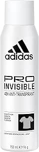 Adidas, Pro Invisible Deodorante Spray Anti-traspirante Donna, 48 Ore di Protezione, Formula Vegana e Senza Alcol, 150ml