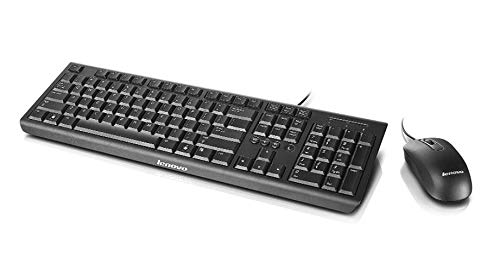 Lenovo Wired Keyboard and Mouse Combo KM4802 | Keyboard with Volume Control and Sleep Button | 1000 CPI Optical Ergonomic Mouse (888015670)